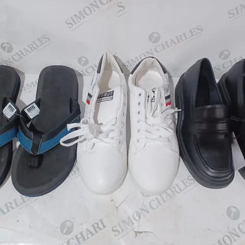 BOX OF APPROXIAMTELY 10 ASSORTED PAIRS OF SHOES IN VARIOUS STYLES AND SIZES TO INCLUDE BERSHKA, FASHION, MIG, ETC