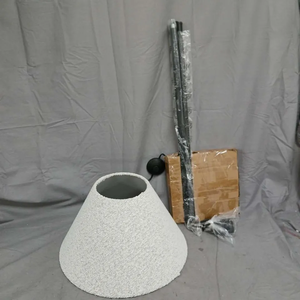 BOUCLE FLOOR LAMP WITH TEXTURED SHADE