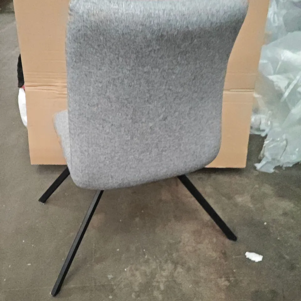 SET OF 4 GREY FABRIC DINING CHAIRS ON BLACK LEGS