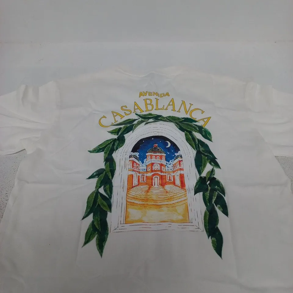 WHITE CASABLANCA LOGO TEE SIZE M 