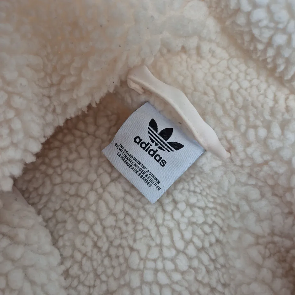 ADIDAS CREAM FLEECE JACKET, UK 8 (EU 36) – ZIP FRONT