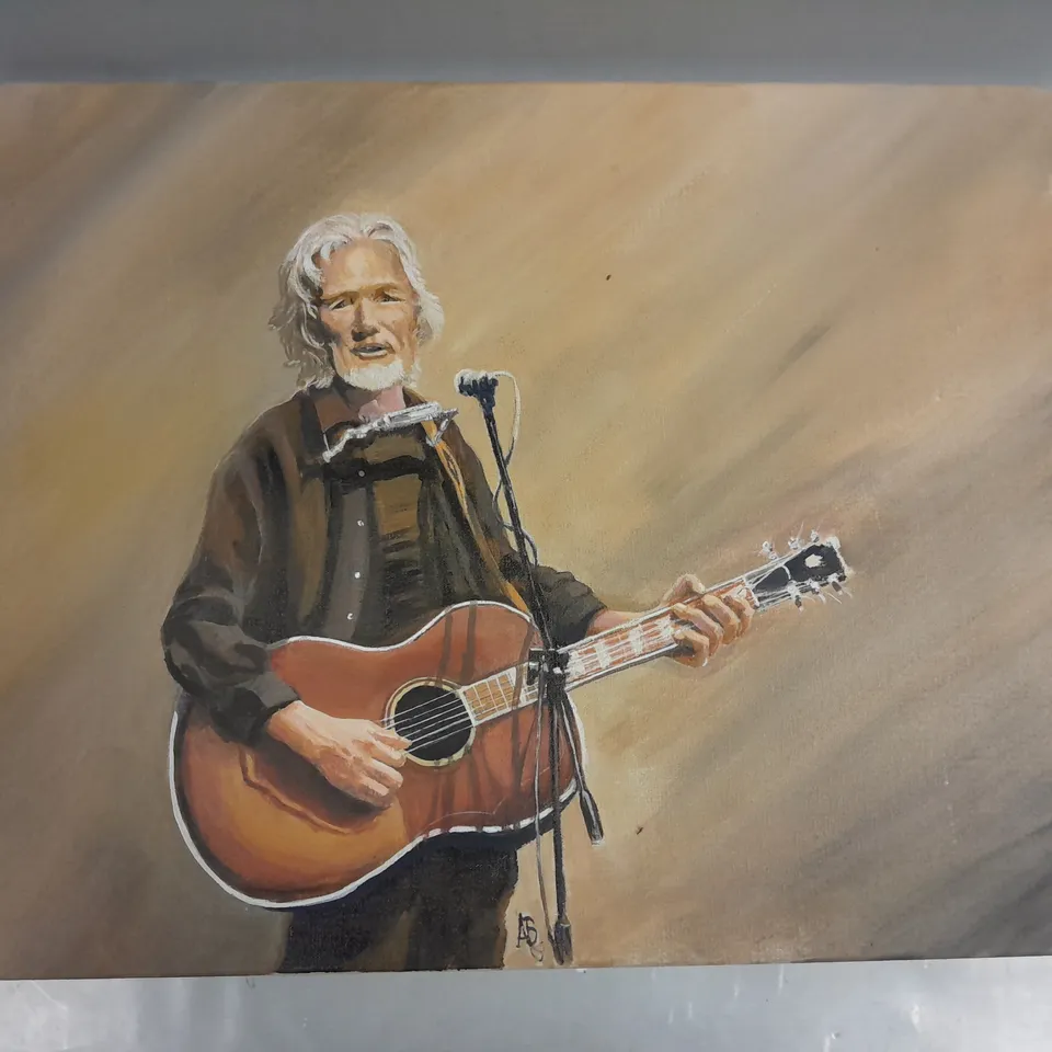 KRIS KRISTOFFERSON ON STAGE CANVAS PAINTING WITH ARTIST SIGNATURE 