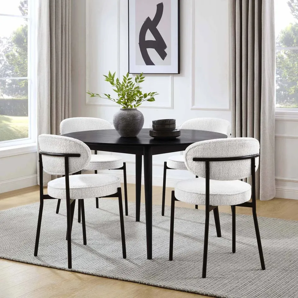 BOXED DUSK HEIDI SOLID OAK 4-6 SEATER ROUND DINING TABLE - BLACK (1 BOX) RRP £399