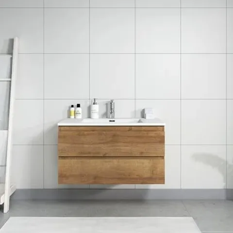 BOXED ANGELA 800 WALL MOUNTED SINGLE VANITY UNIT & SINK (2 BOXES)