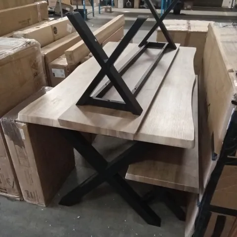 EZRA II 6 SEATER RECTANGULAR DINING TABLE WITH 2 BENCHES