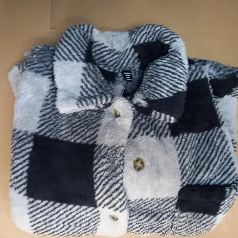 SHEIN CURVE ULTRA PLUSH CHECK COAT IN GREY/BLACK SIZE 4XL