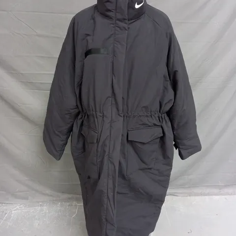 NIKE THERMA-FIT BLACK LONG PADDED JACKET - SMALL
