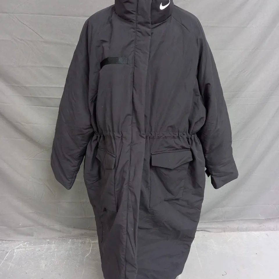 NIKE THERMA-FIT BLACK LONG PADDED JACKET - SMALL