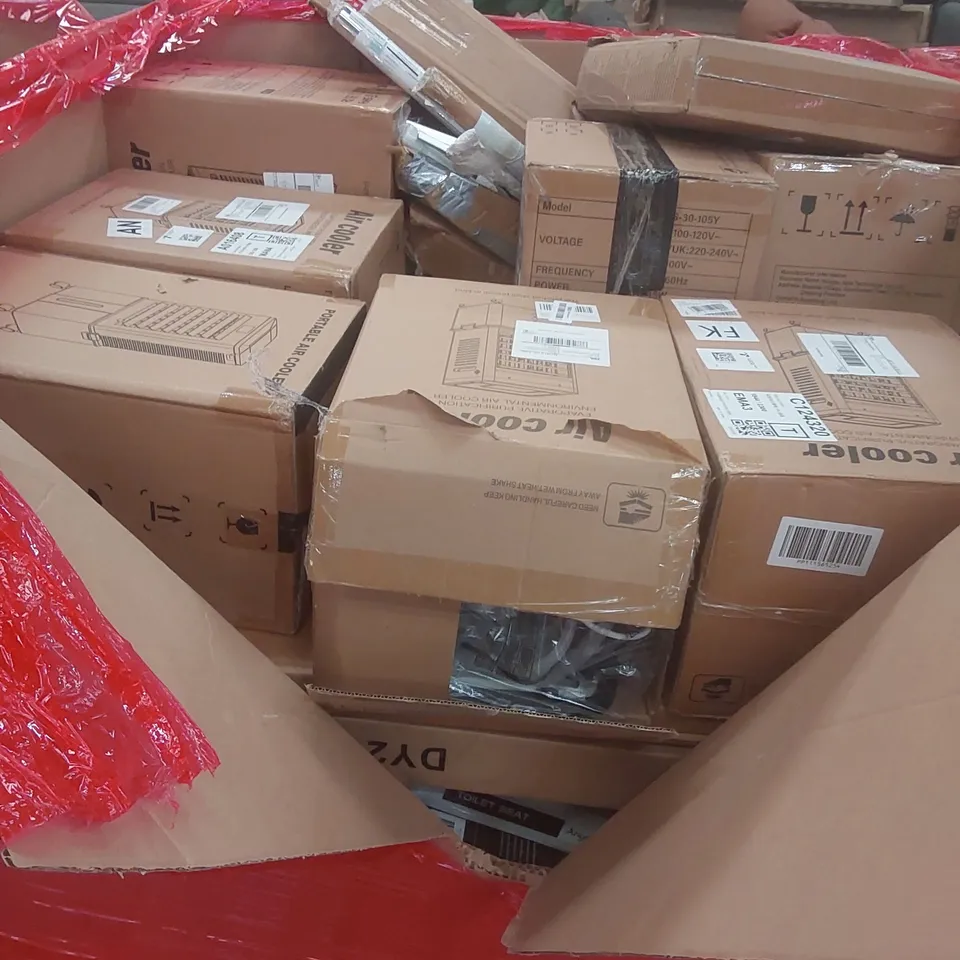 PALLET OF ASSORTED PRODUCTS AND ITEMS TO INCLUDE:AIR COOLERS,WATER BASKETBALL MORE.