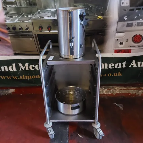 COMMERCIAL STAINLESS STEEL CATERING TROLLEY WITH HOT WATER BOILER DISPENSER