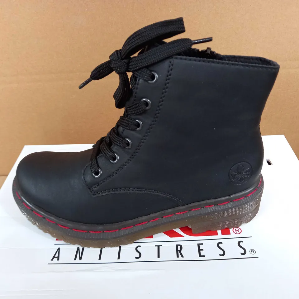 RIEKER BLACK LACE ANKLE BOOTS - SIZE 4