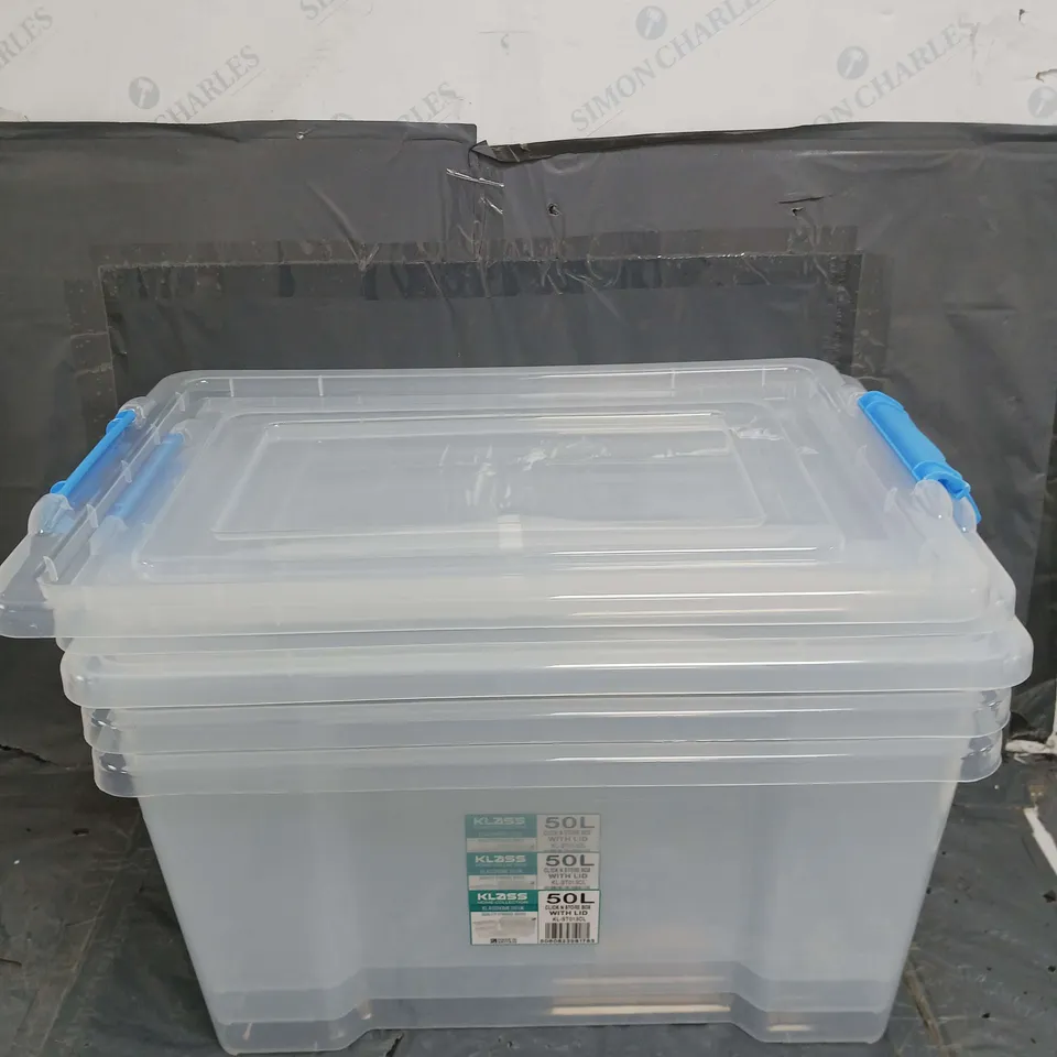 BOXED KLASS X3 50L STORAGE BOXES WITH LIDS - COLLECTION ONLY