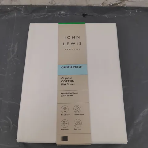 JOHN LEWIS CRISP AND FRESH ORGANIC COTTON DOUBLE FLAT SHEET 