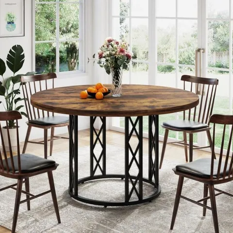 BOXED ROUND UNFINISHED METAL BASE DINING TABLE
