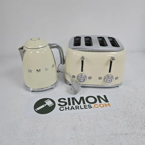 SMEG 50'S STYLE KETTLE KLF03CRUK AND 4-SLICE TOASTER - CREAM 