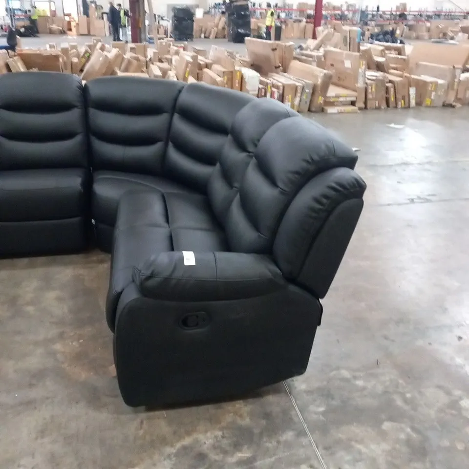 DESIGNER ROTHBURY BLACK FAUX LEATHER MANUAL RECLINING CORNER GROUP