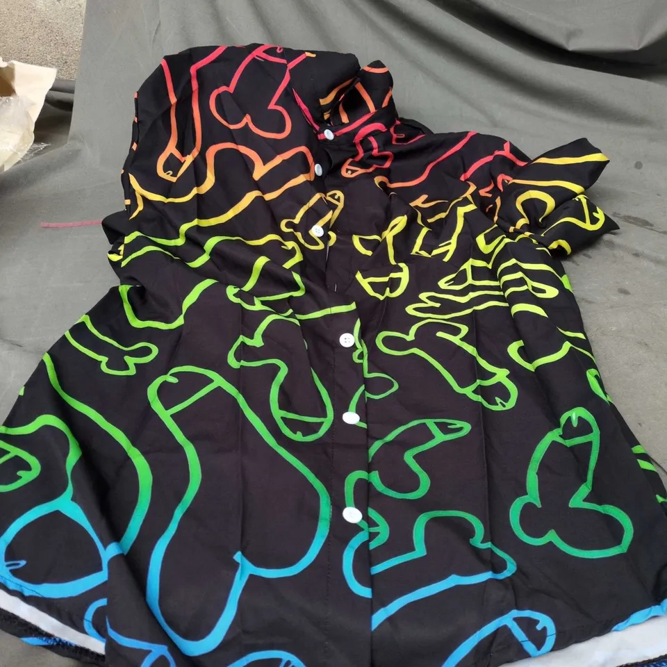 NSFW MEN PENIS PATTERNED BOWLING SHIRT SIZE M