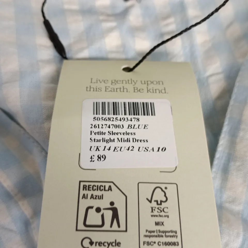 NOBODY'S CHILD PETITE BLUE SLEEVELESS STARLIGHT MIDI DRESS – UK 14 (EU 42, US 10)