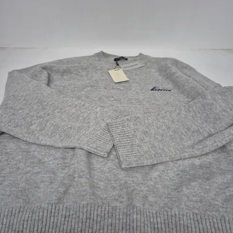 KAIIA LOGO KNIT OVERSIZED SWEATSHIRT – LIGHT GREY, XL