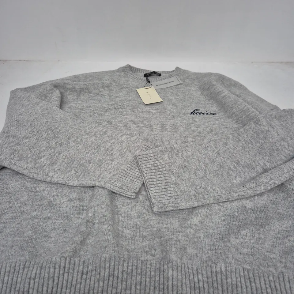 KAIIA LOGO KNIT OVERSIZED SWEATSHIRT – LIGHT GREY, XL