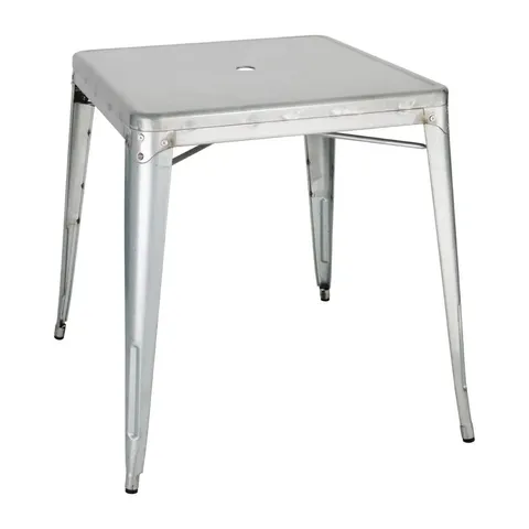 BOXED BOLERO BISTRO GC866 GALVANISED STEEL SQUARE TABLE (1 BOX)