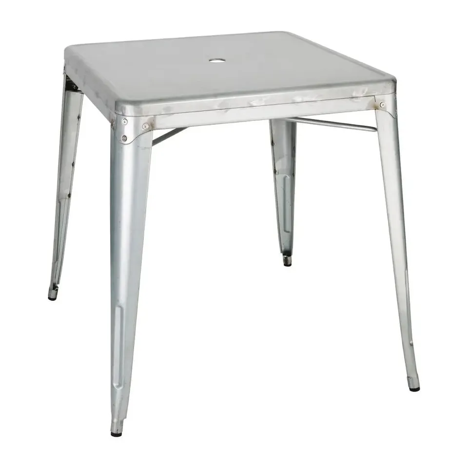 BOXED BOLERO BISTRO GC866 GALVANISED STEEL SQUARE TABLE (1 BOX)