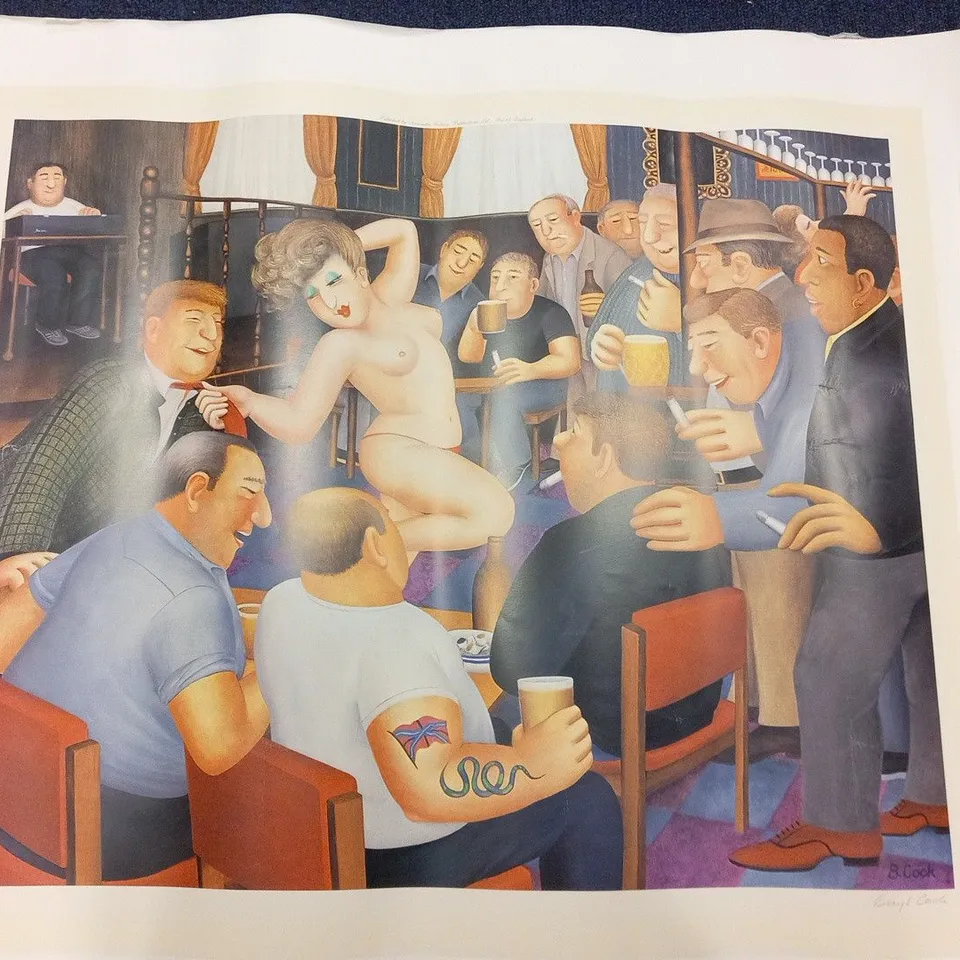 LUNCHTIME REFRESHMENT BY BERYL COOK SIGNED REPRODUCTION PRINT LIMITED TO 850 COPIES