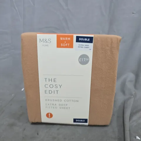 M&S HOME THE COSY EDIT BRUSHED COTTON EXTRA DEEP FITTED SHEET – DOUBLE