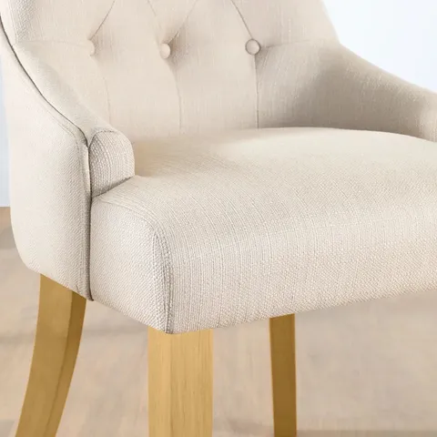 BOXED DUKE DINING CHAIR, OATMEAL CLASSIC LINEN-WEAVE FABRIC & NATURAL OAK FINISHED HARDWOOD (1 BOX)