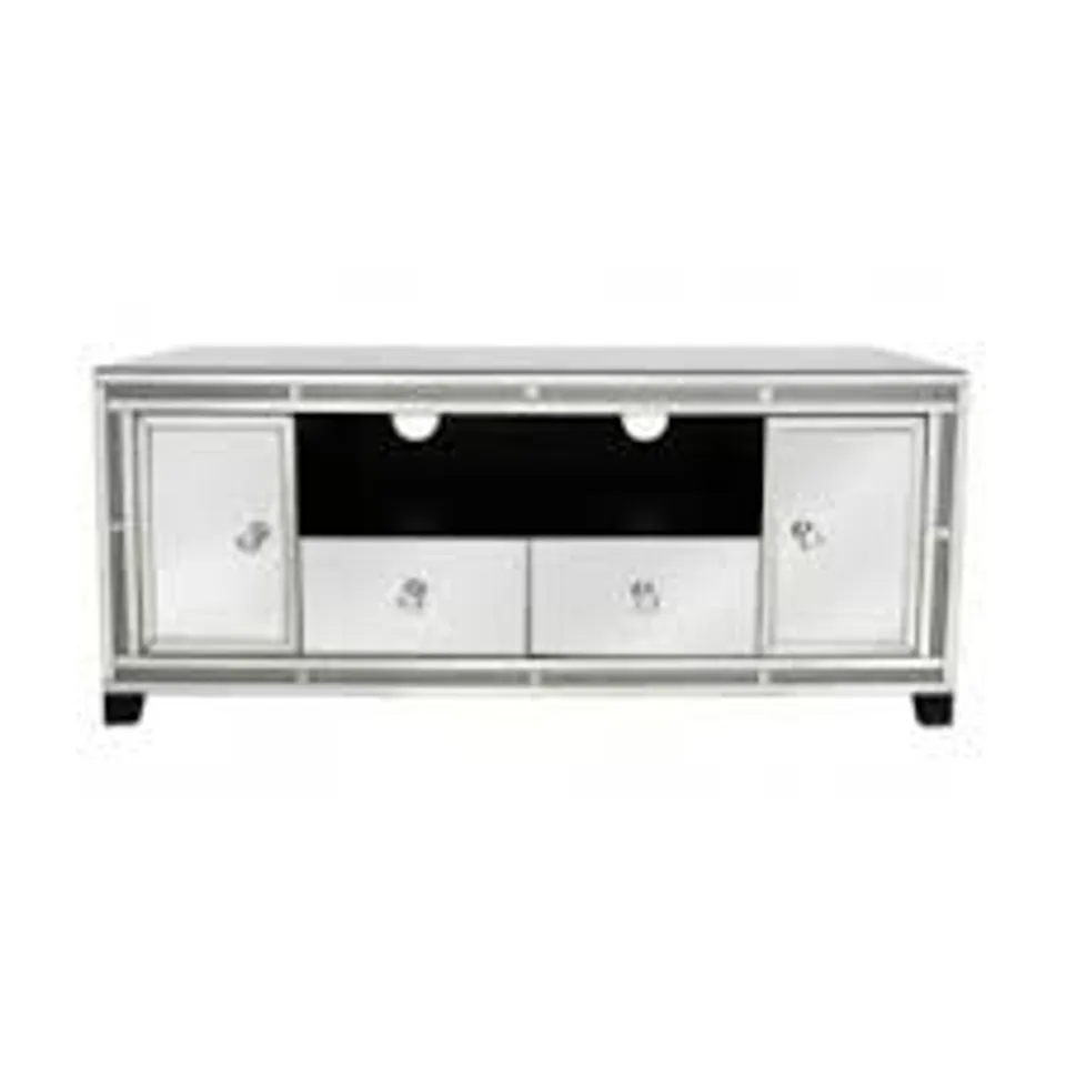BOXED MILLANNO MIRROR 2 DOOR 2 DRAWER TV ENTERTAINMENT UNIT (1 BOX)