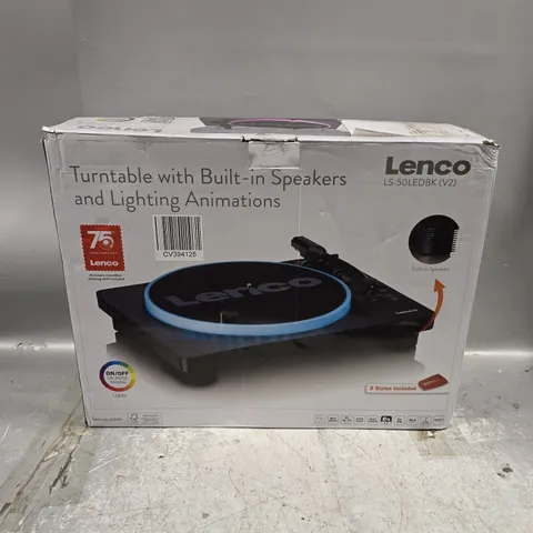 BOXED LENCO LS-50LEDBK V2 LED TURNTABLE WITH BUILT IN SPEAKERS 