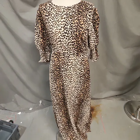 LEOPARD PRINT PUFF-SLEEVE MAXI DRESS - WOMEN'S (SIZE L)