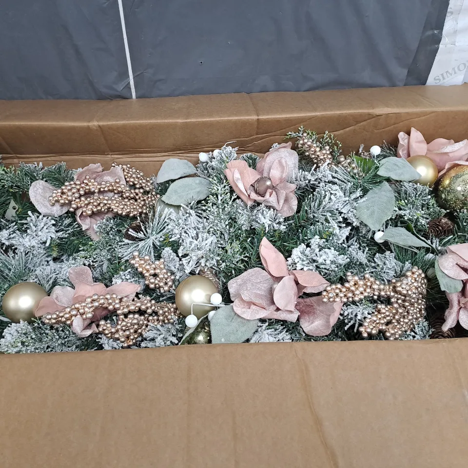 FROSTED ROSE SWAG CHRISTMAS GARLAND RRP £49.99