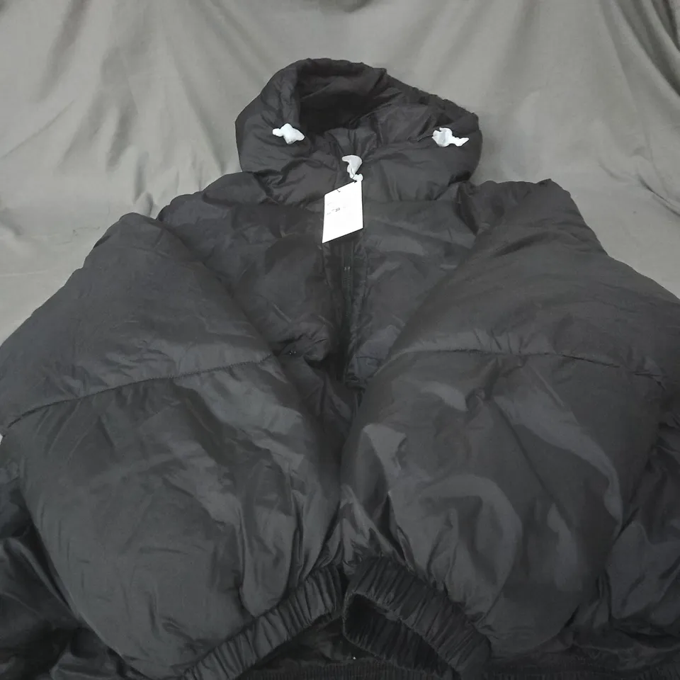 ZARA BLACK HOODED PUFFER JACKET – SIZE XL (UK 44)
