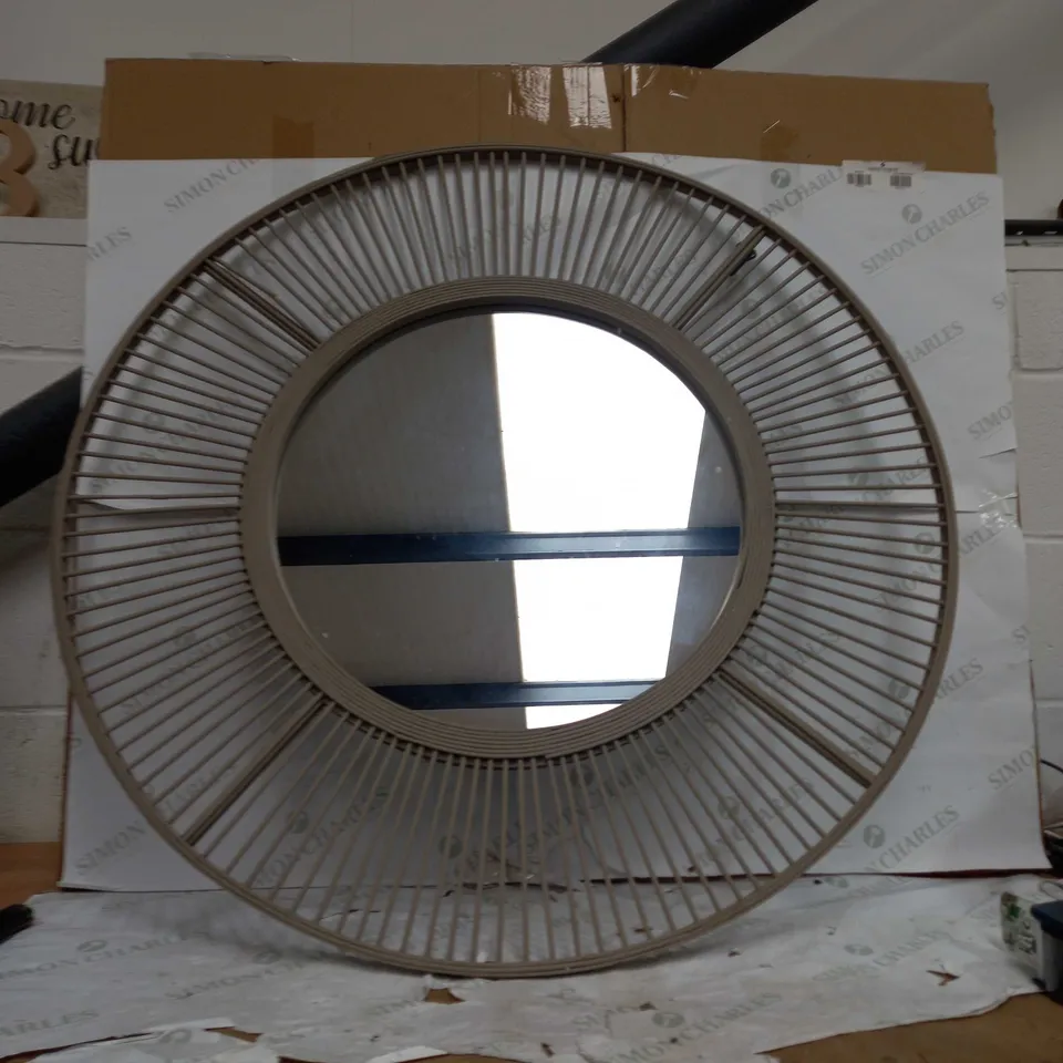 K BY KELLY HOPPEN BAMBOO TAUPE CIRCULAR MIRROR- collection only