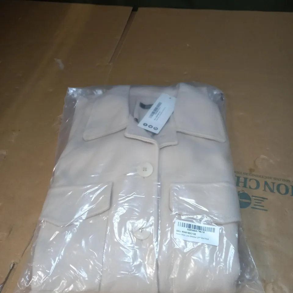 WOMENS PASTEL WOOL LOOK SHACKET IN OFF WHITE SIZE 8