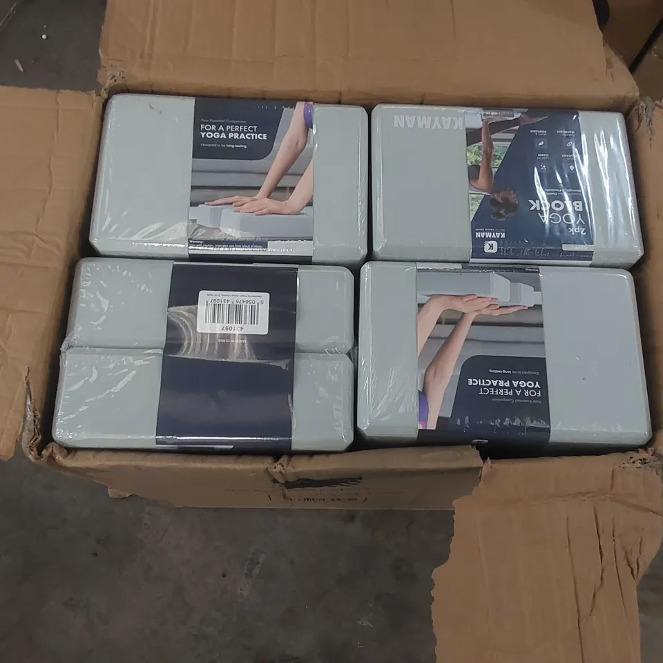 BOX CONTAINING APPROXIMATELY 10x 2PCS KAYMAN YOGA BLOCKS