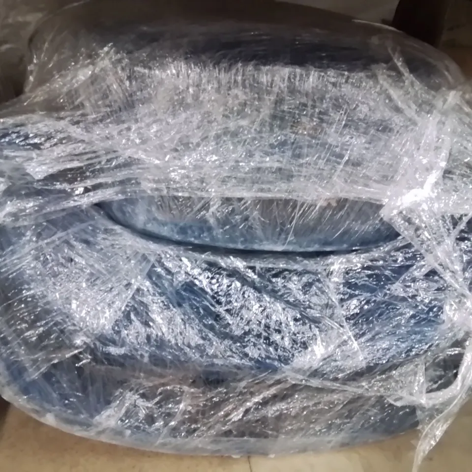 PAIR OF BLUE VELVET DINING CHAIRS-NO LEGS