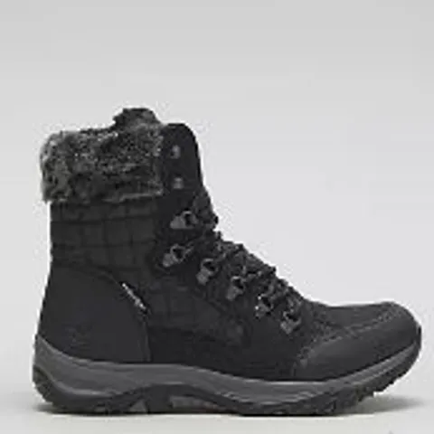 RIEKER QUILTED WATER RESISTANT HIKER BOOT BLACK SIZE 5