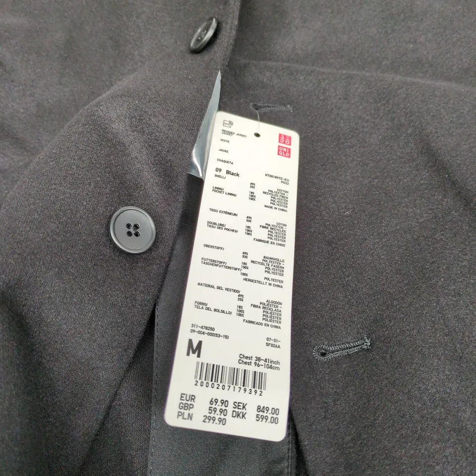 UNIQLO BRUSHED JERSEY JACKET BLACK MEDIUM WITH TAGS