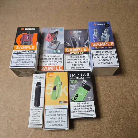 APPROXIMATELY 15 ASSORTED E-CIGARETTE PRODUCTS TO INCLUDE - ASPIRE, ELUX, IMPJAR ETC