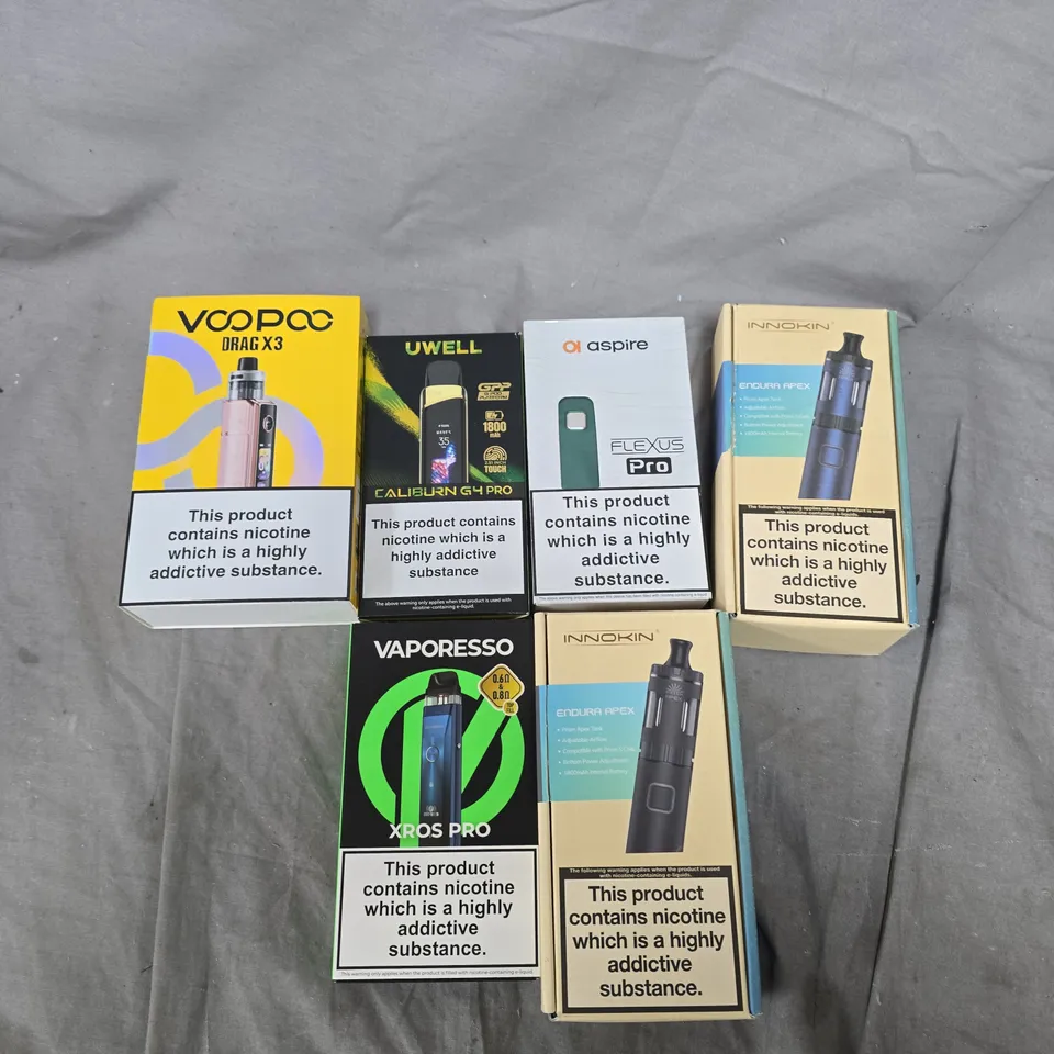 APPROXIMATELY 15 ASSORTED E-CIG PRODUCTS AND ACCESSORIES TO INCLUDE VOOPOO, ASPIRE, INNOKIN ETC