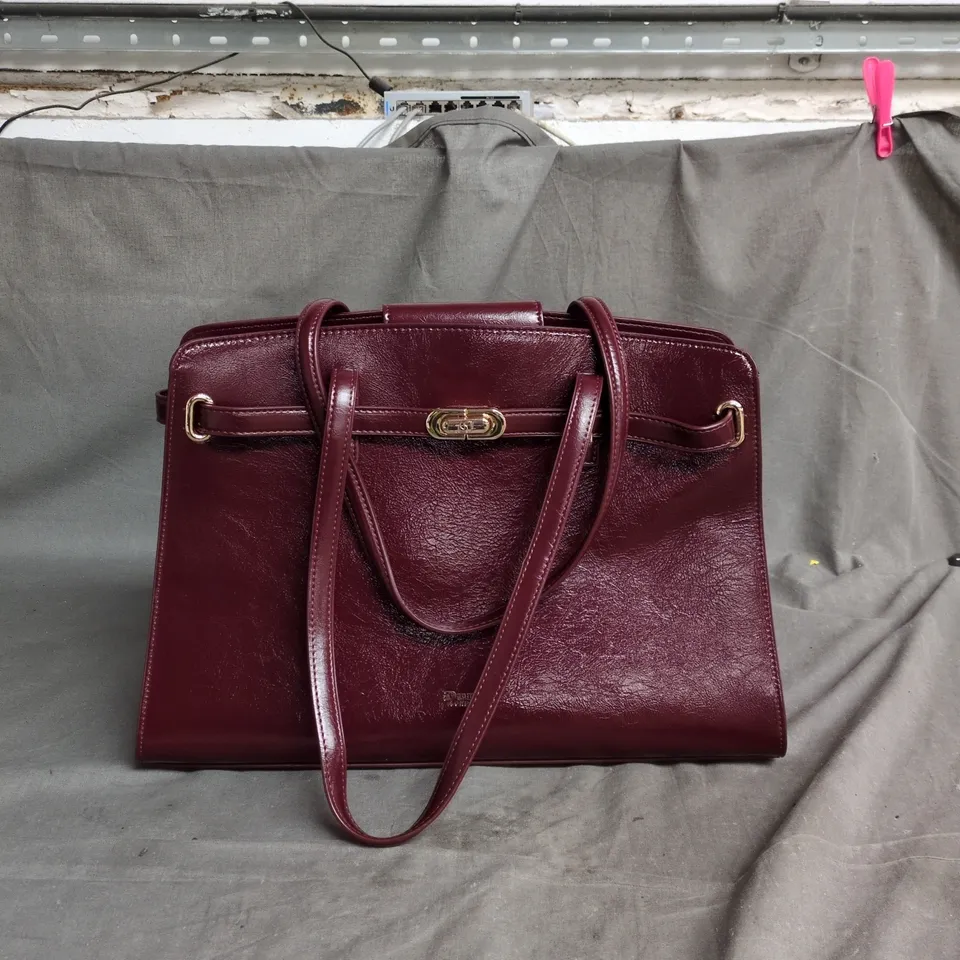 DUNE LONDON BURGUNDY LEATHER HANDBAG – SATCHEL STYLE