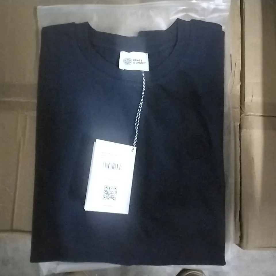 BOX OF MIXED ASSORTMENT OF BRAND NEW BRASS MONKEY CLOTHING ITEMS INCLUDING - TSHIRTS - SIZE L - APPROXIMATELY X17 ITEMS