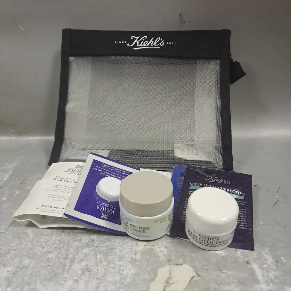 KIEHL'S APPROXIMATELY 5 ASSORTED SKINCARE PRODUTS TO INCLUDE - ULTRA FACIAL CREAM - RARE EARTH DEEP PORE CLEANSING MASK - CLEARLY CORRECTIVE DARK SPOT SOLUTION - ETC