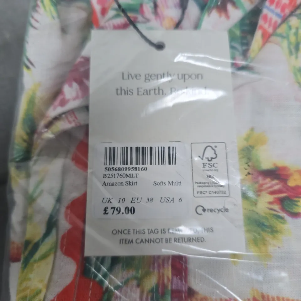 NOBODYS CHILD AMAZON SKIRT – TROPICAL MULTI-COLOUR PRINT, UK 10 (EU 38, USA 6)