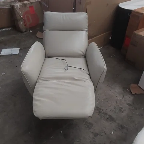 AIDEN NATURAL GREY LEATHER MASSAGE RECLINER ACCENT CHAIR