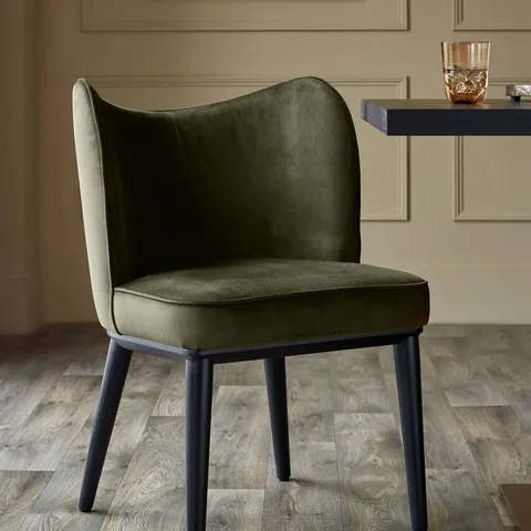 BOXED DANETTI EVELYN OLIVE GREEN VELVET DINING CHAIR