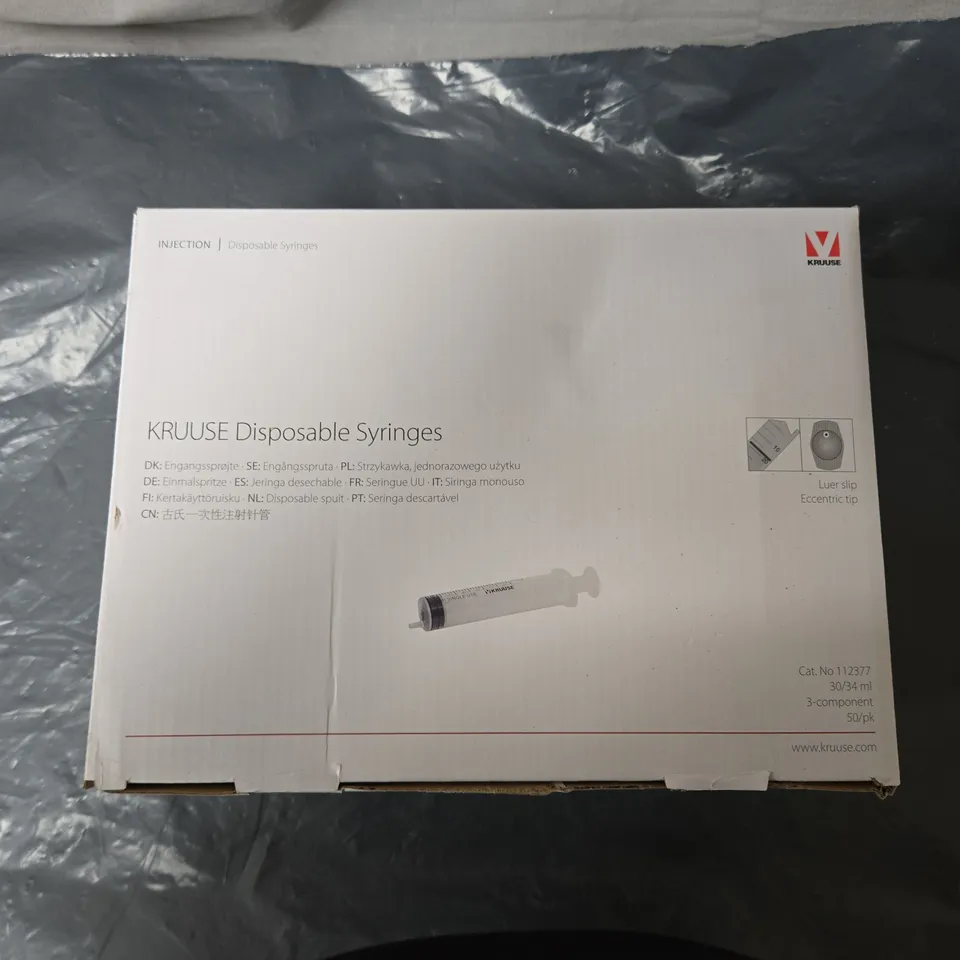 KRUUSE DISPOSABLE SYRINGES 30/34 ML – 50 PACK (3-COMPONENT)
