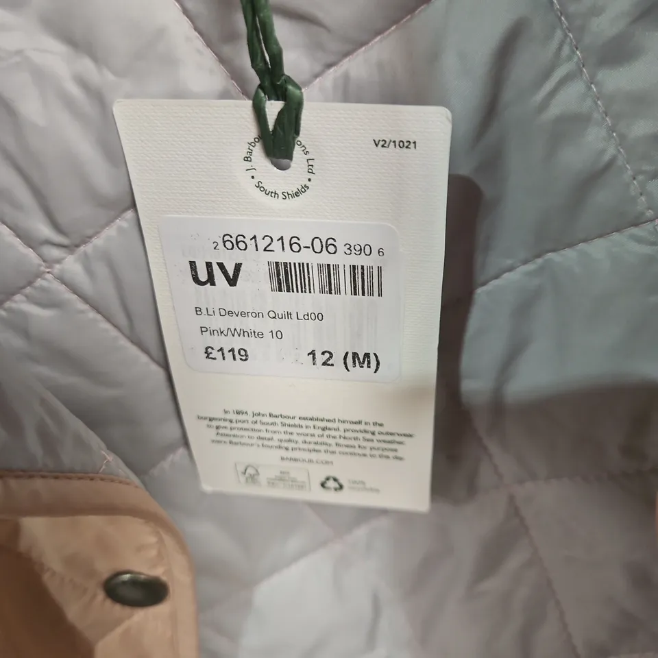 BARBOUR DEVERON QUILT JACKET – PINK, UK 12 (M)